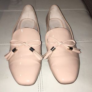 Zara blush/nude loafers with bow tassels